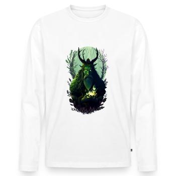 Lisovik - T-shirt manches longues Premium bio Homme - blanc - Devant - Nico (187cm)