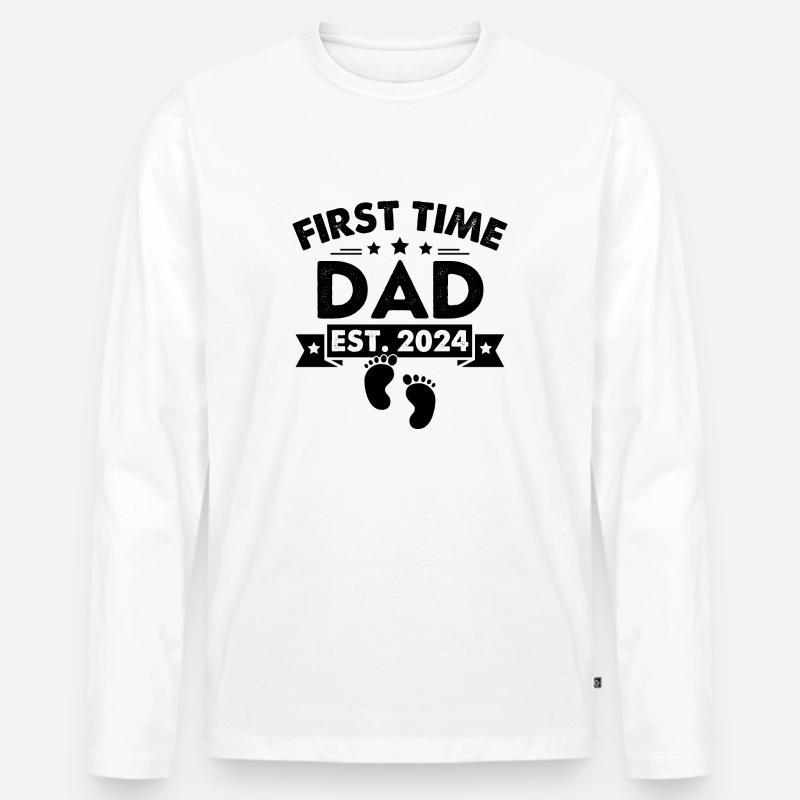 First Time Dad Est. 2024 - Männer Premium Bio Langarmshirt - Weiß