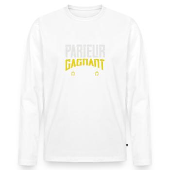 Parieur Gagnant Turfiste Et Joueur De PMU - T-shirt manches longues Premium bio Homme - blanc - Devant - Nico (187cm)