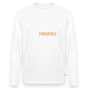 Un peu occupé à être parqueteur et papa t-shirt - T-shirt manches longues Premium bio Homme - blanc - Devant - Nico (187cm)
