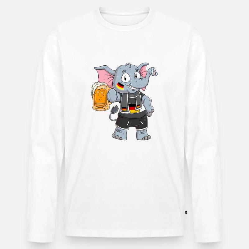 Deutscher Fan Elefant - Männer Premium Bio Langarmshirt - Weiß