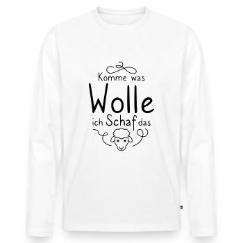 Komme was Wolle ich Schaf das - Männer Premium Bio Langarmshirt - Weiß - Vorne - Nico (187cm)