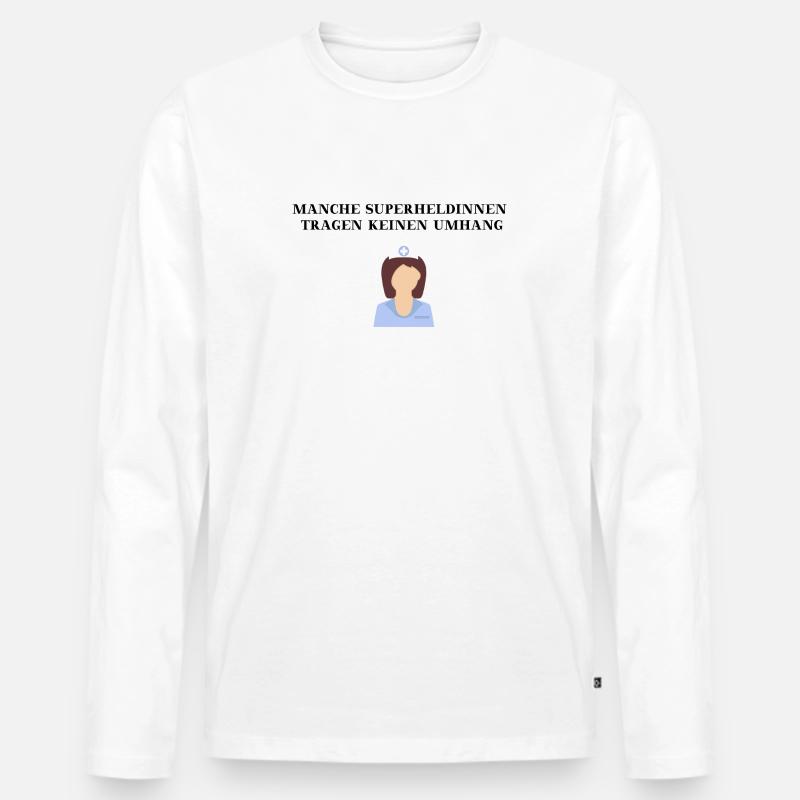 Krankenschwester Superheldin lustig Geschenkidee - Männer Premium Bio Langarmshirt - Weiß