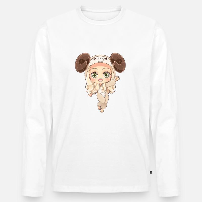 MOSBIES Widder Sternzeichen Horoskop Geschenk - Männer Premium Bio Langarmshirt - Weiß