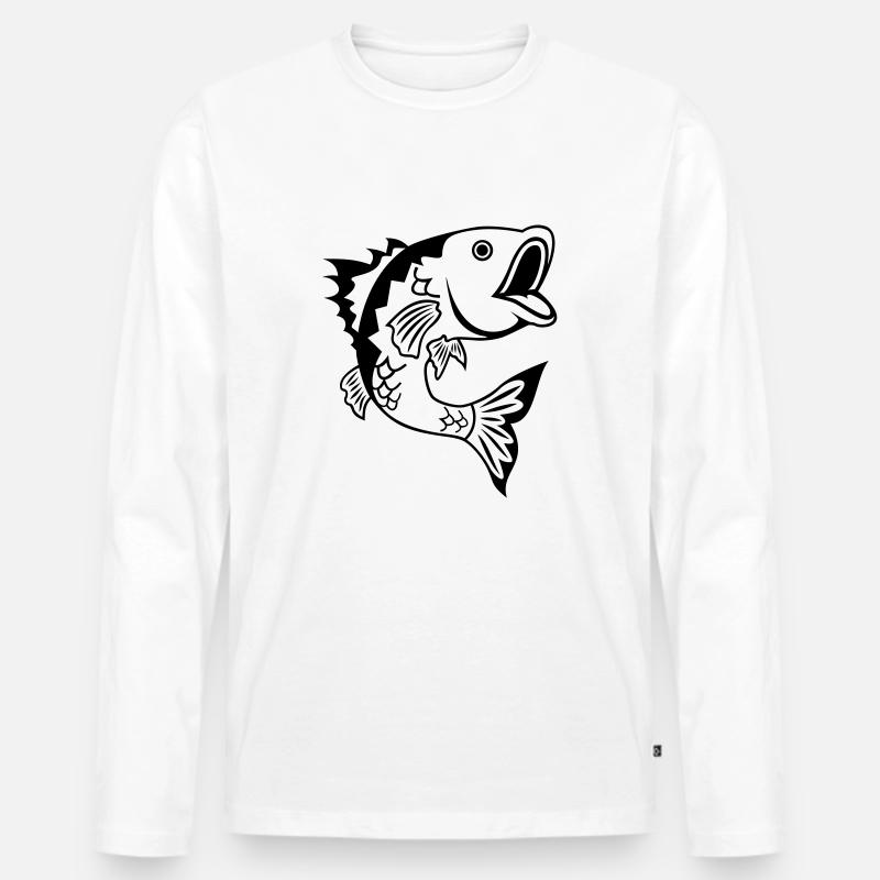 Fisch - Männer Premium Bio Langarmshirt - Weiß