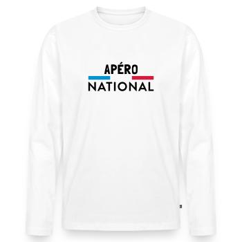 national overview - Men's Premium Organic Long Sleeve Shirt - white - Front - Nico (187cm)