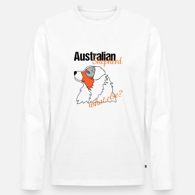 Aussie Shepherd Australian Shepherd Hvad mere? - Premium økologisk langærmet T-shirt til mænd - hvid