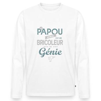 le PAPOU génial est un bricoleur de génie cadeau - T-shirt manches longues Premium bio Homme - blanc - Devant - Nico (187cm)