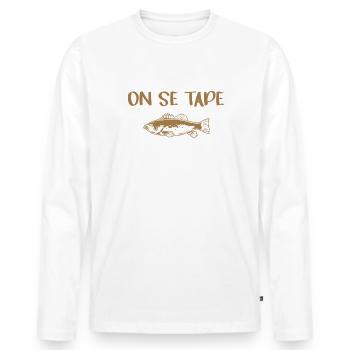 On se tape des bars t-shirt pêcheur humour - T-shirt manches longues Premium bio Homme - blanc - Devant - Nico (187cm)