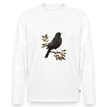 Amsel - Männer Premium Bio Langarmshirt - Weiß - Vorne - Nico (187cm)