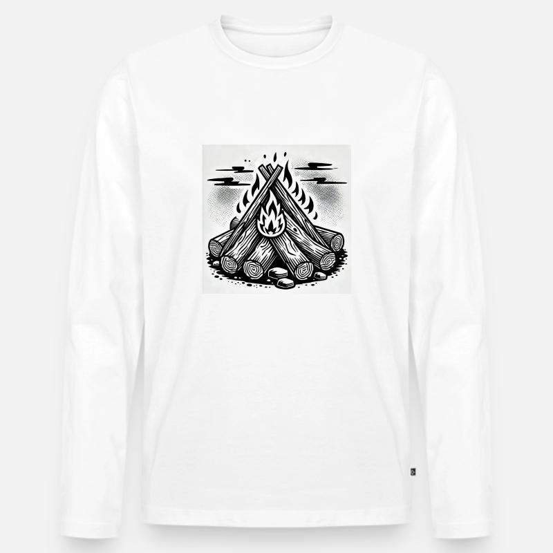 Flammenspiel im Comic-Stil: Lagerfeuerkunst - Männer Premium Bio Langarmshirt - undefined