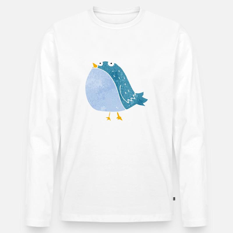 Vogel - Männer Premium Bio Langarmshirt - Weiß
