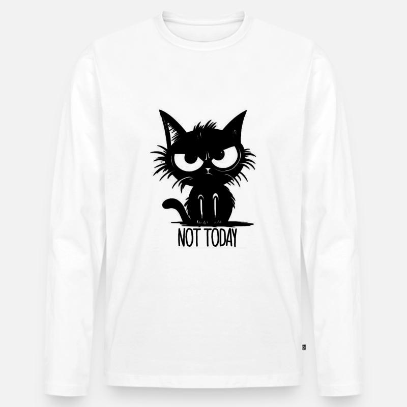 Not Today Katze Geschenkidee - Männer Premium Bio Langarmshirt - Weiß