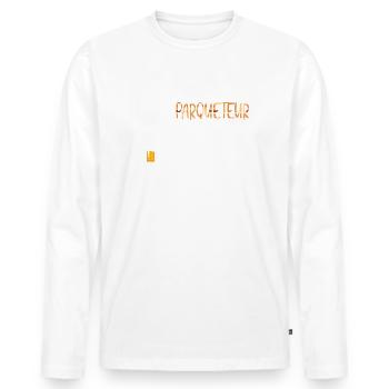Tout parqueteur mérite sa bière t-shirt homme - T-shirt manches longues Premium bio Homme - blanc - Devant - Nico (187cm)