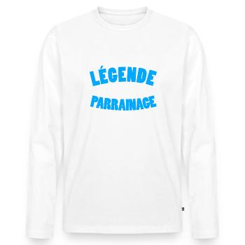 Légende du parrainage humour parrain baptème - T-shirt manches longues Premium bio Homme - blanc - Devant - Nico (187cm)