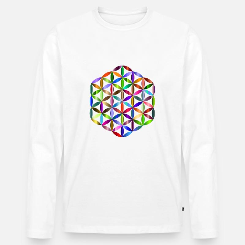 Blume des Lebens - Männer Premium Bio Langarmshirt - Weiß