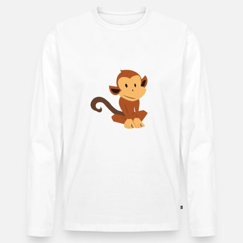 Süßes kleines Äffchen - Männer Premium Bio Langarmshirt - Weiß