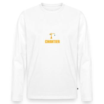 Ce qui se passe au chantier reste au chantier - T-shirt manches longues Premium bio Homme - blanc - Devant - Nico (187cm)