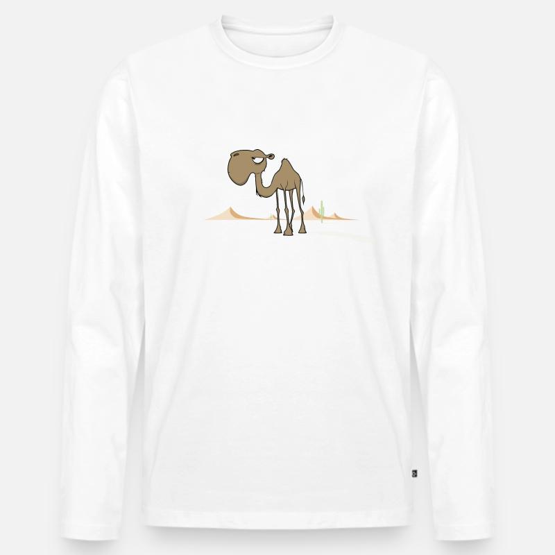 Kamel - Männer Premium Bio Langarmshirt - Weiß