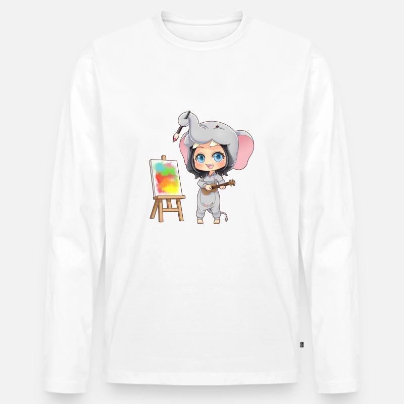 MOSBIES Elefant Lehrer Kindergarten Geschenk - Männer Premium Bio Langarmshirt - Weiß