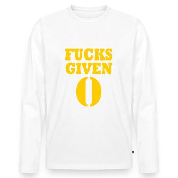 Zero fucks given - Männer Premium Bio Langarmshirt - Weiß - Vorne - Nico (187cm)