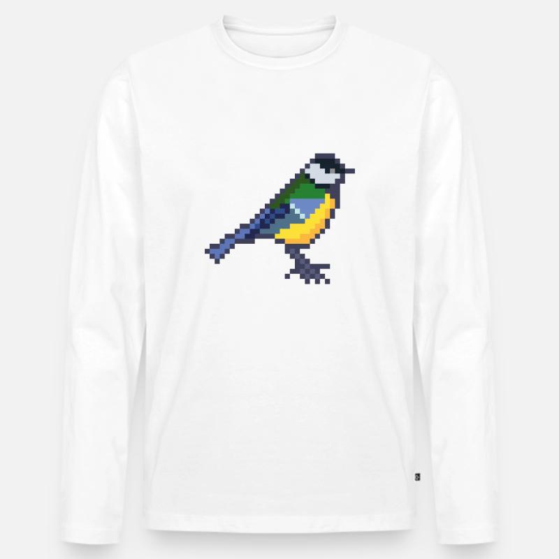Vogel - Männer Premium Bio Langarmshirt - Weiß