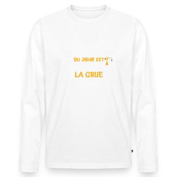 Ma bonne humeur du jour t-shirt grutier homme - T-shirt manches longues Premium bio Homme - blanc - Devant - Nico (187cm)