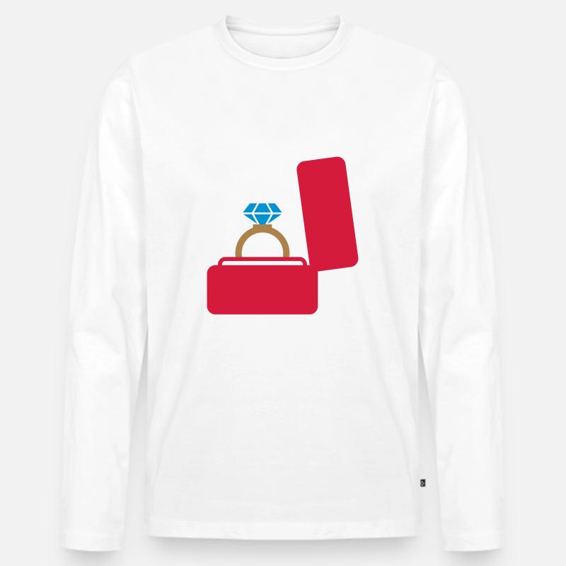 Ring Hochzeit Geschenk - Männer Premium Bio Langarmshirt - Weiß
