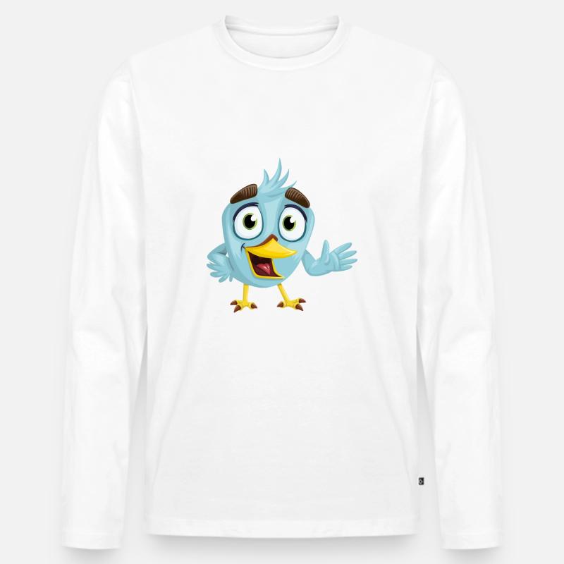 Lustiger blauer Vogel, Geschenkidee - Männer Premium Bio Langarmshirt - Weiß