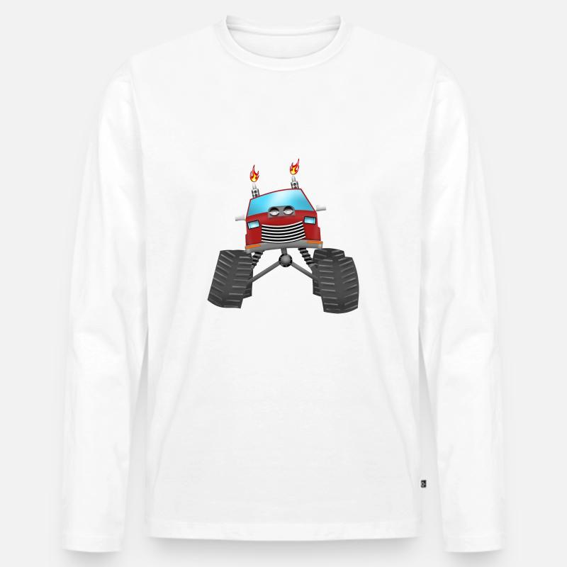 Monstertruck - Männer Premium Bio Langarmshirt - Weiß