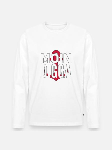 Moin Digga Hamburg - Men's Premium Organic Long Sleeve Shirt - white