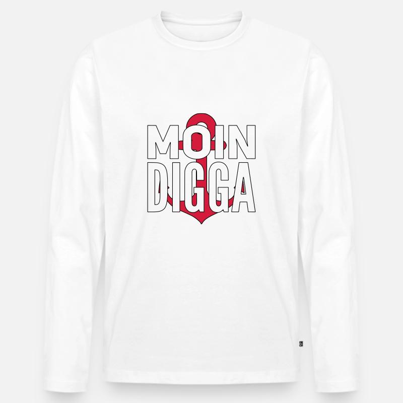 Moin Digga Hamburg - Männer Premium Bio Langarmshirt - Weiß