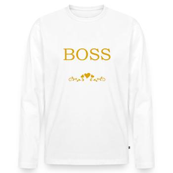 Boss Queen Lady Ladies Gift - Men's Premium Organic Long Sleeve Shirt - white - Front - Nico (187cm)
