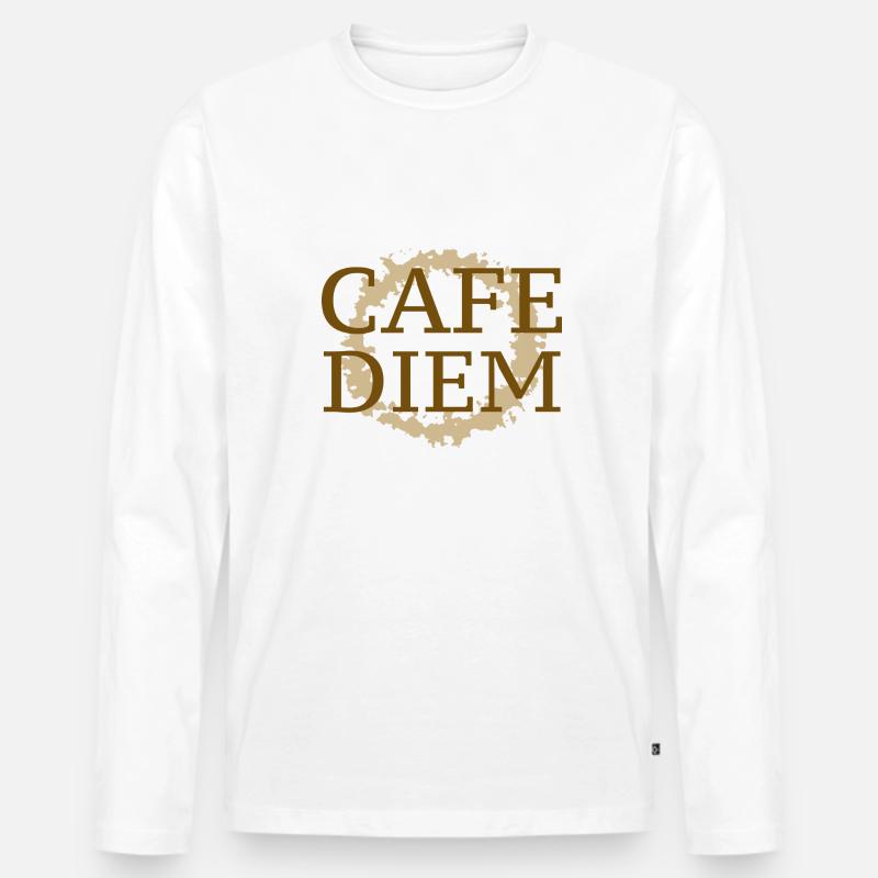 Café Diem - Männer Premium Bio Langarmshirt - Weiß