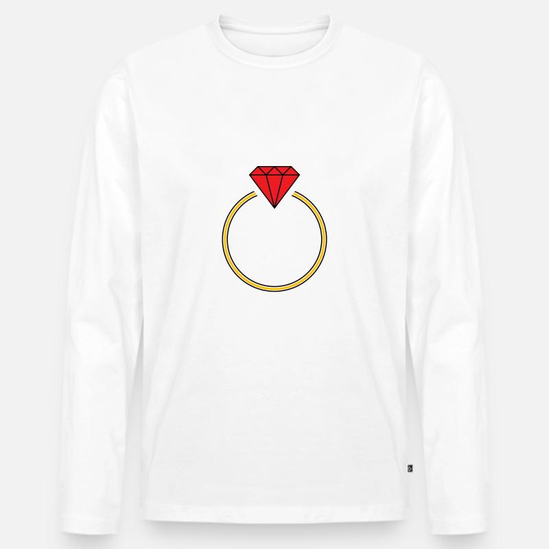 Diamantring - Männer Premium Bio Langarmshirt - Weiß