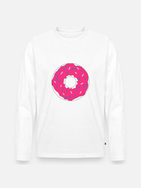 Pink donut - Men's Premium Organic Long Sleeve Shirt - white
