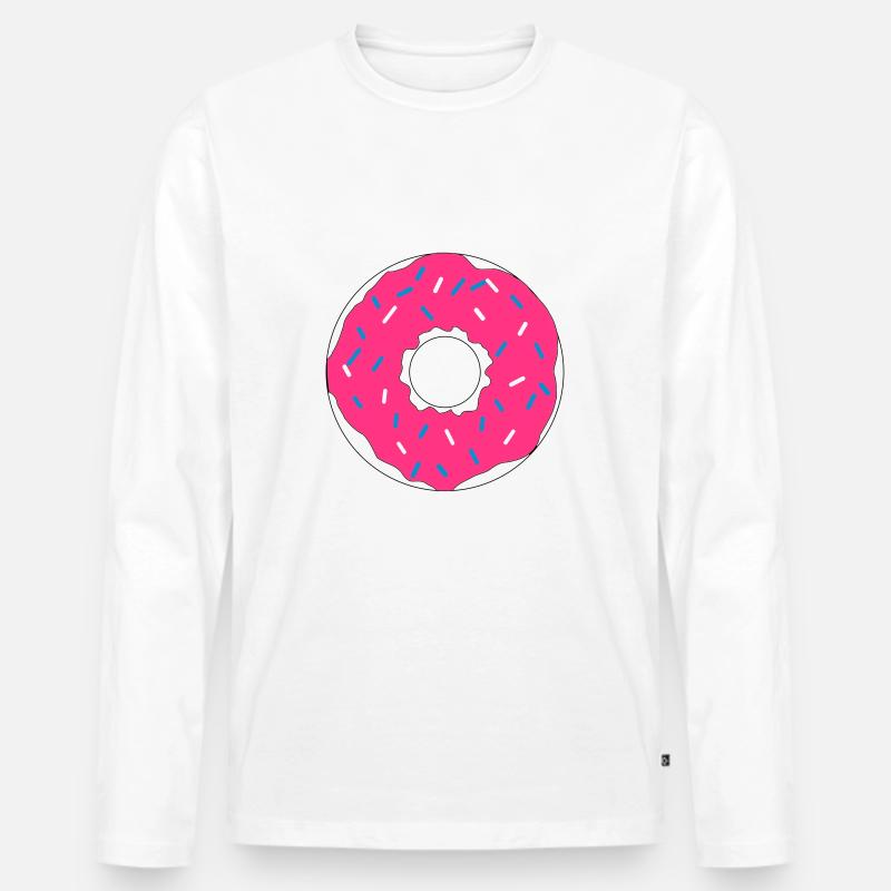 Pink Donut - Männer Premium Bio Langarmshirt - Weiß