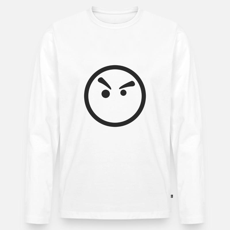Smiley wütend - Männer Premium Bio Langarmshirt - Weiß