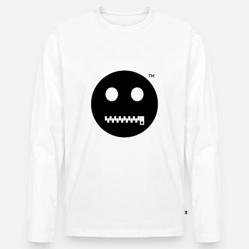 Smiley Shut up - Sei Still - Männer Premium Bio Langarmshirt - Weiß