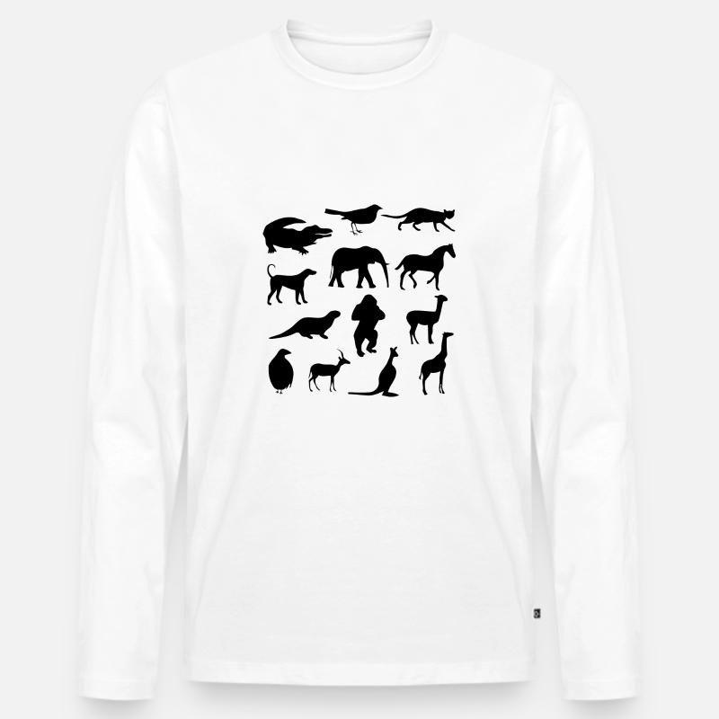 Wilde Tiere - Männer Premium Bio Langarmshirt - Weiß