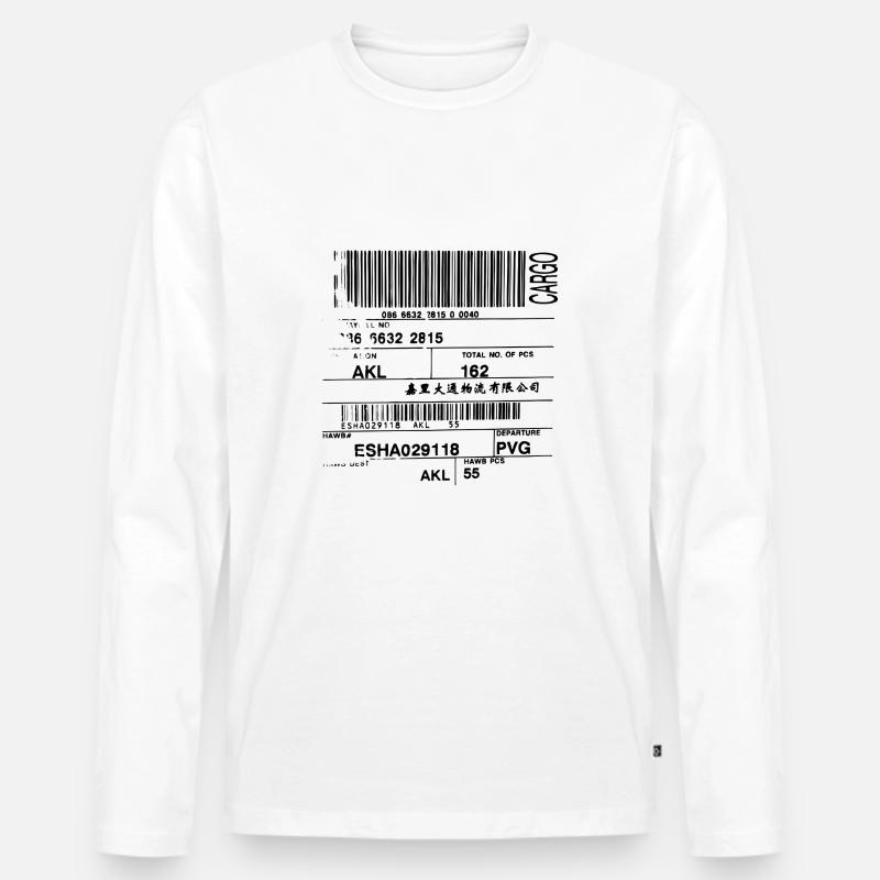 Barcode - Männer Premium Bio Langarmshirt - Weiß