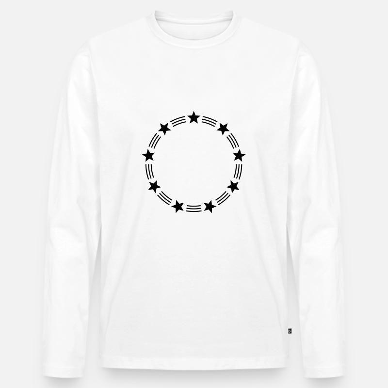 STARS CIRCLE MONOGRAMS FRAMES - Männer Premium Bio Langarmshirt - Weiß