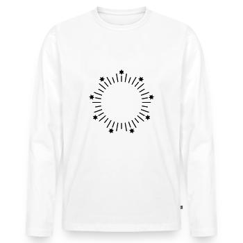 STARS CIRCLE MONOGRAMS FRAMES - Männer Premium Bio Langarmshirt - Weiß - Vorne - Nico (187cm)