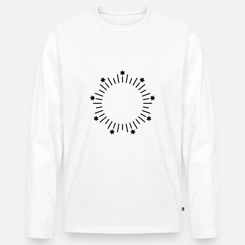 STARS CIRCLE MONOGRAMS FRAMES - Männer Premium Bio Langarmshirt - Weiß