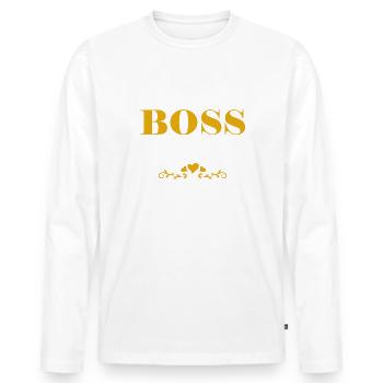 Boss Queen Lady Ladies Gift - Men's Premium Organic Long Sleeve Shirt - white - Front - Nico (187cm)
