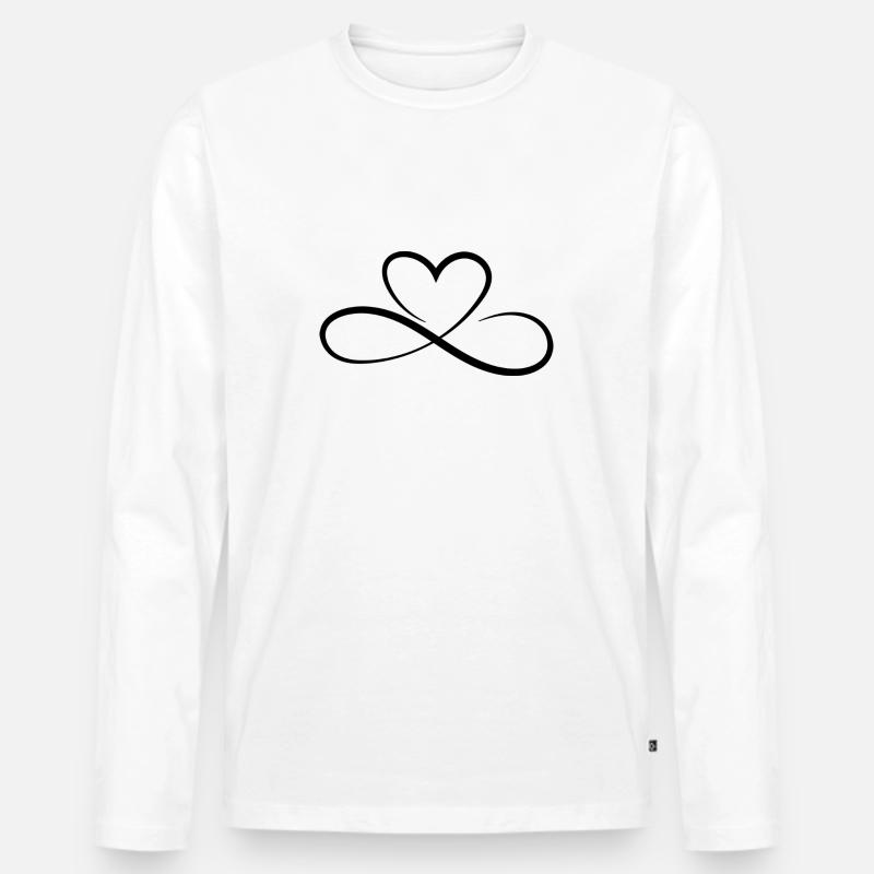 Herz Design - Männer Premium Bio Langarmshirt - Weiß