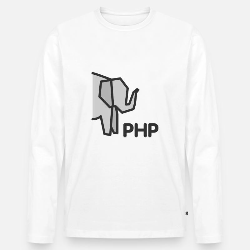 PHP Elefant - Männer Premium Bio Langarmshirt - Weiß