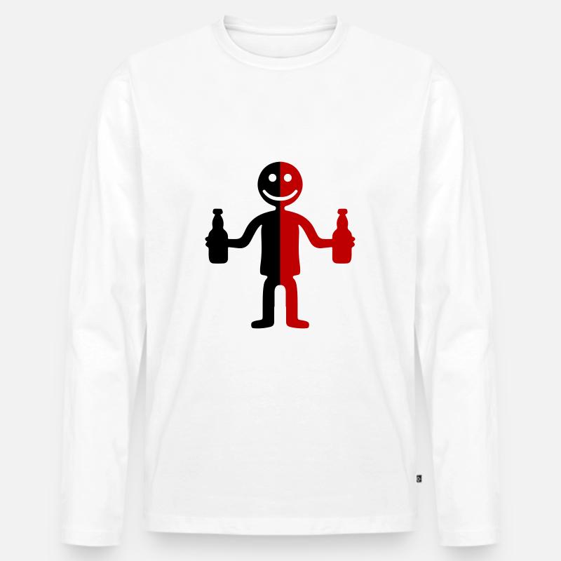Strichmännchen Bier - Männer Premium Bio Langarmshirt - Weiß