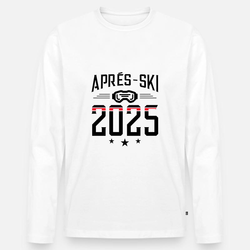 Apres Ski 2025 - Männer Premium Bio Langarmshirt - Weiß