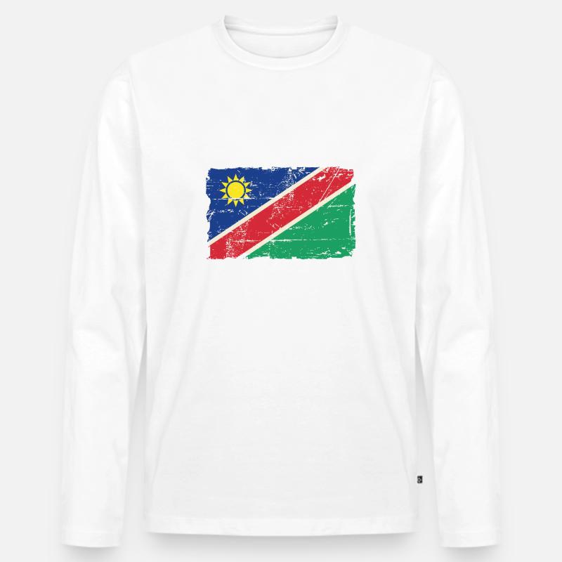 Namibia Flag - Männer Premium Bio Langarmshirt - Weiß